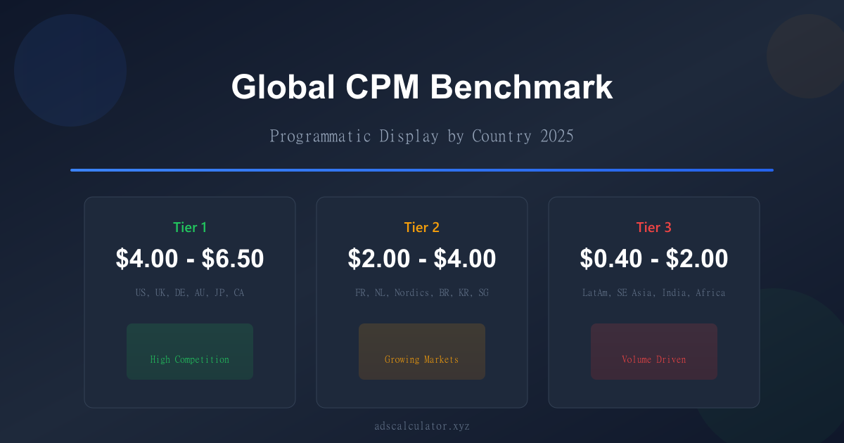 Featured image for Global Programmatic Display CPM Benchmarks by Country 2024–2025